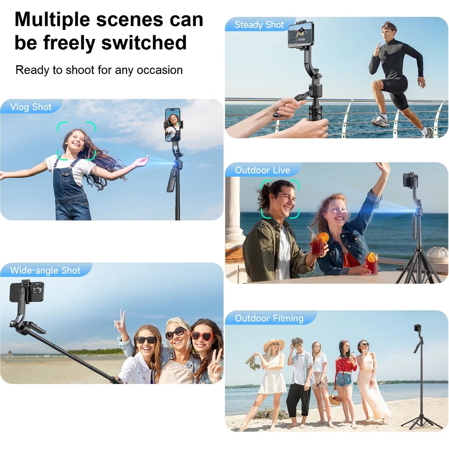 Auto Face Tracking Smart Tripod – 360° Rotation for Phone & Camera