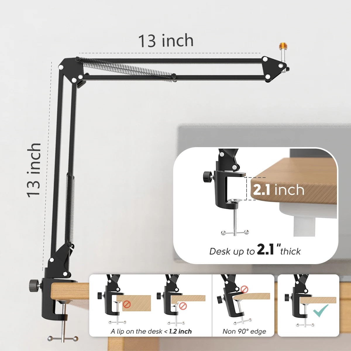 Professional Adjustable Microphone Boom Arm – Heavy Duty Desk Mount for Streaming & Recording