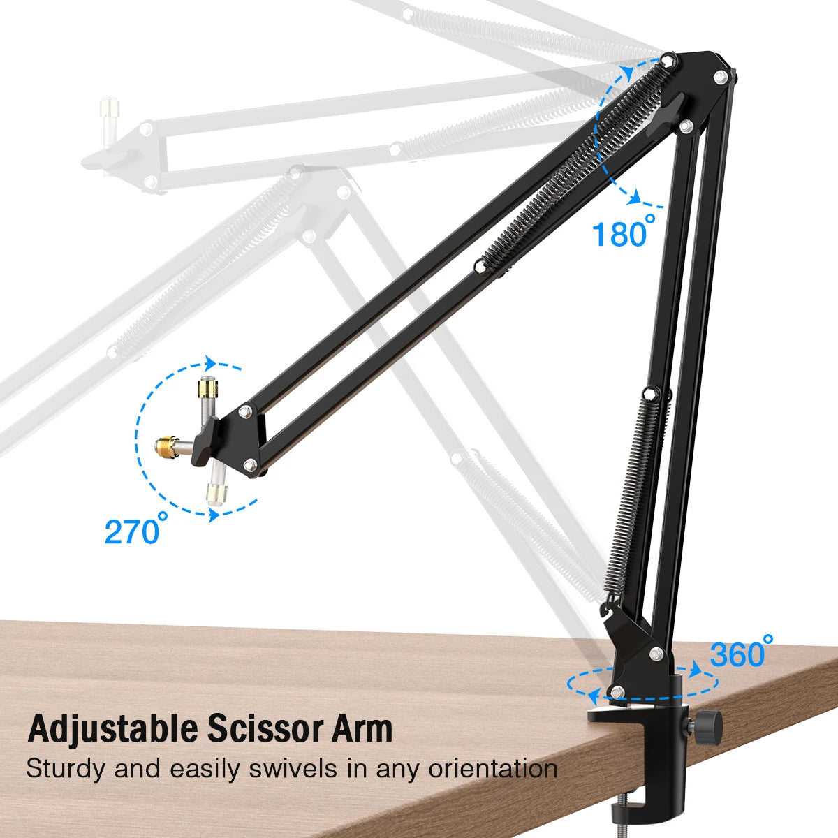 Professional Adjustable Microphone Boom Arm – Heavy Duty Desk Mount for Streaming & Recording